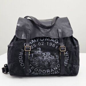 GORGEOUS CAMPOMAGGI DISTRESSED LEATHER AND WEATHERED CANVAS BAG